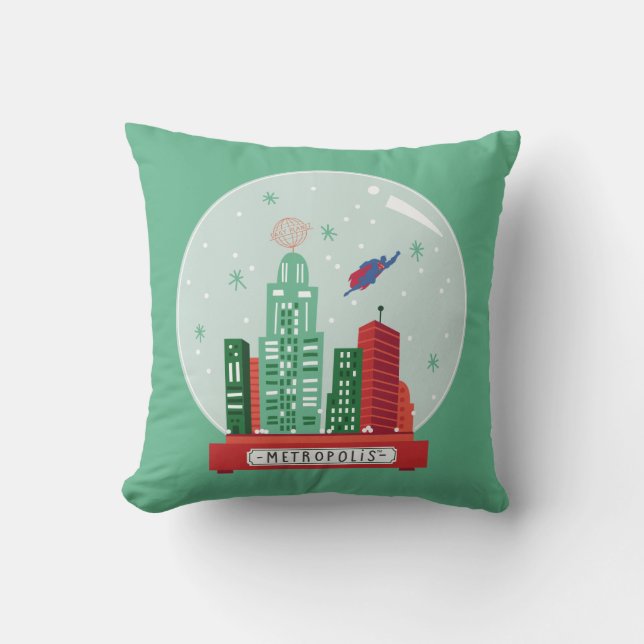 Superman Metropolis Snow Globe Graphic Throw Pillow (Front)