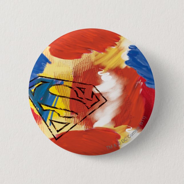 Superman Painted Logo 2 Inch Round Button (Front)