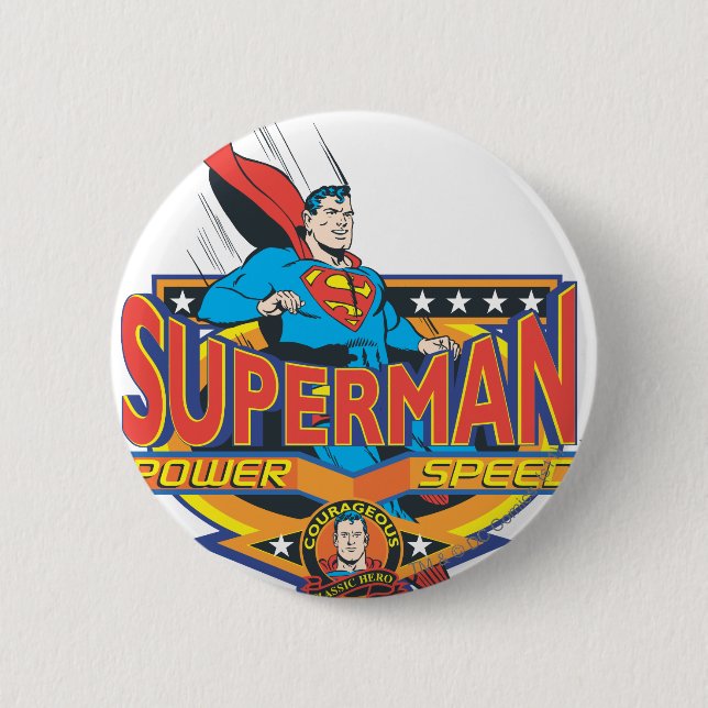 Superman - Power, Speed 2 Inch Round Button (Front)