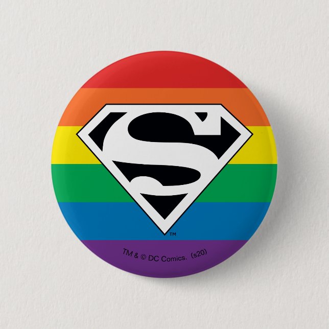 Superman Rainbow Logo 2 Inch Round Button (Front)