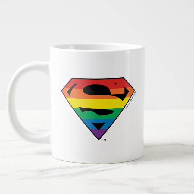 Superman Rainbow Logo Large Coffee Mug (Left)