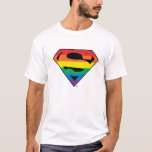 Superman Rainbow Logo T-Shirt<br><div class="desc">DC Pride | Superman's iconic logo with layers of rainbow colors inside it.</div>