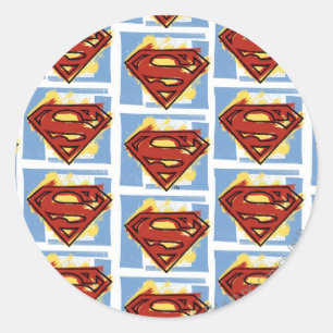 Superman Red and Blue Pattern Classic Round Sticker
