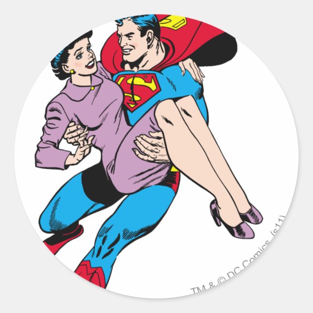 Superman rescues Louis Classic Round Sticker (Front)