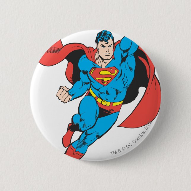 Superman Right Fist Raised 2 Inch Round Button (Front)