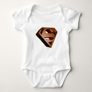 Superman S-Shield   3D Grainy Logo Baby Bodysuit
