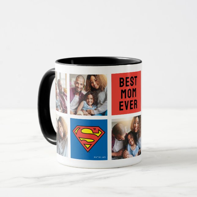 Superman S-Shield | Best Mom Photo Collage Mug (Front Left)
