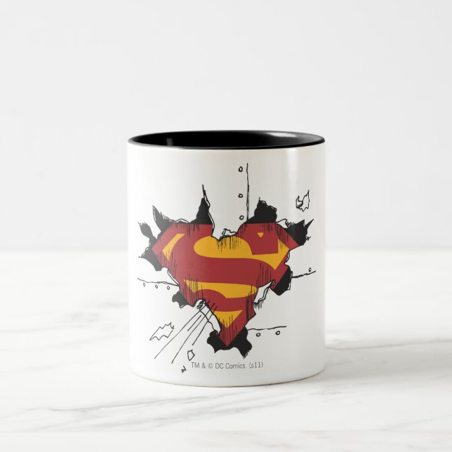 Superman S-Shield | Broken Metal Logo Two-Tone Coffee Mug (Center)