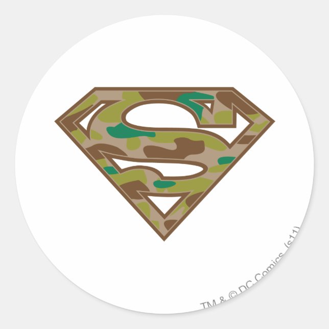 Superman S-Shield | Camouflage Logo Classic Round Sticker (Front)