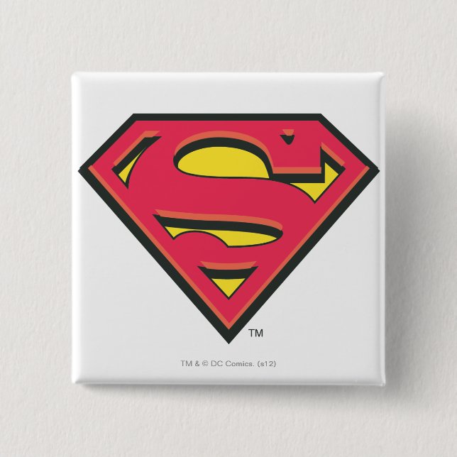 Superman S-Shield | Classic Logo 2 Inch Square Button (Front)