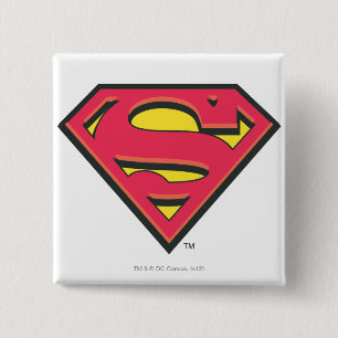 Superman S-Shield   Classic Logo 2 Inch Square Button
