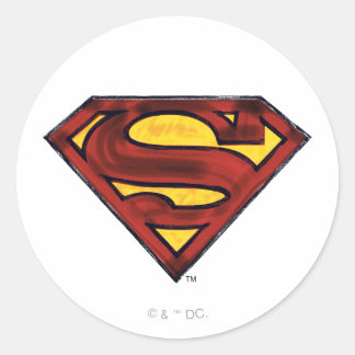 Superman S-Shield | Darkened Red Logo Classic Round Sticker