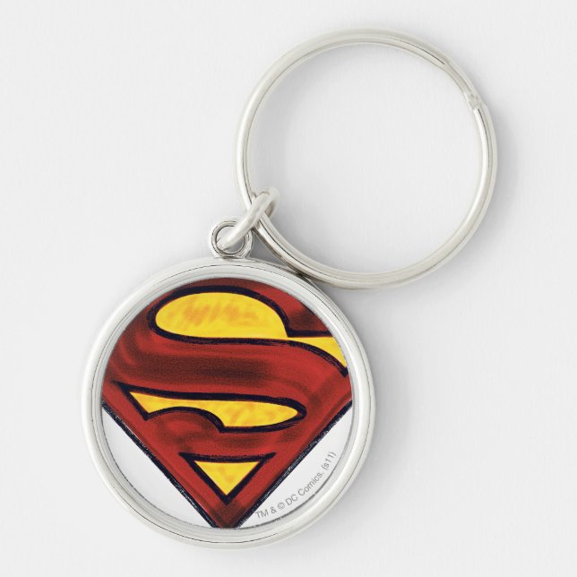 Superman S-Shield | Darkened Red Logo Keychain (Front)
