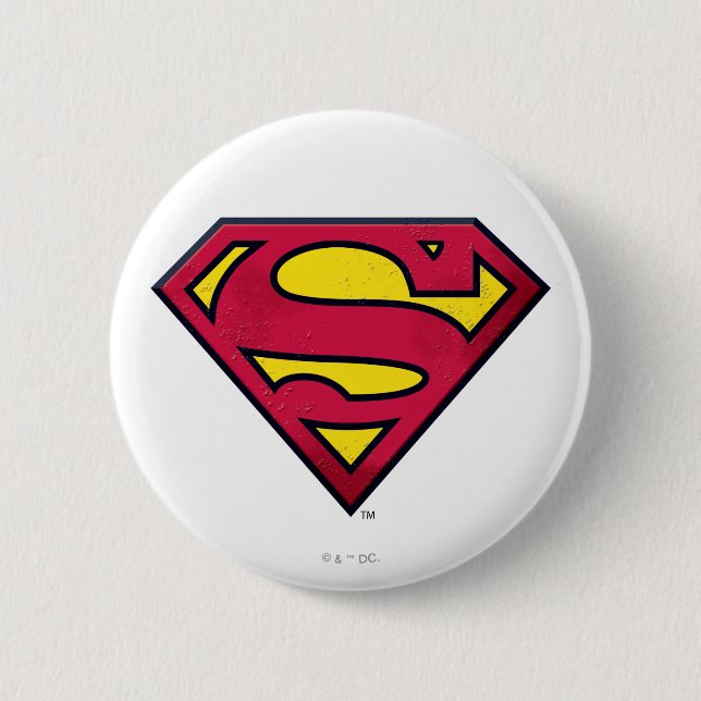 Superman S-Shield | Dirt Logo 2 Inch Round Button (Front)