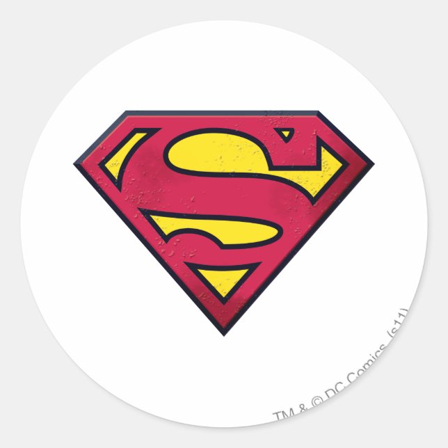 Superman S-Shield | Dirt Logo Classic Round Sticker (Front)