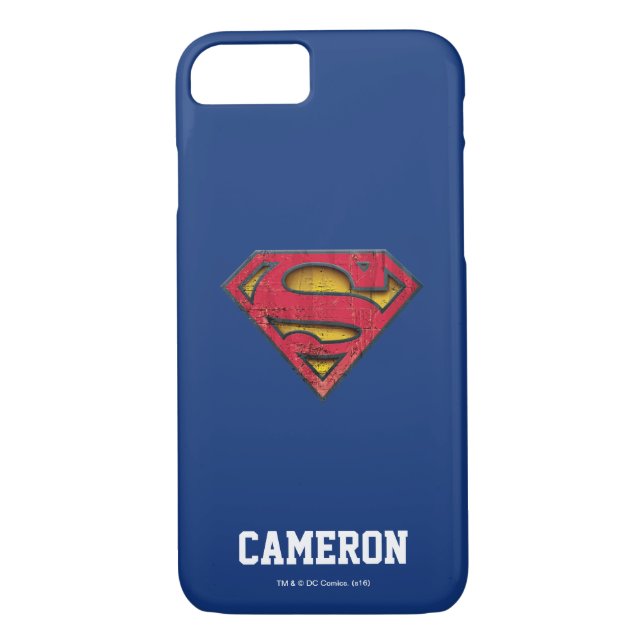 Superman S-Shield | Distressed Logo | Add Name Case-Mate iPhone Case (Back)