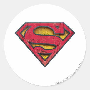 Superman S-Shield Distressed Logo Classic Round Sticker