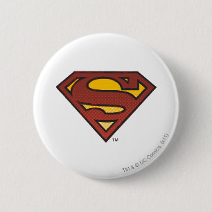 Superman S-Shield Faded Dots Logo 2 Inch Round Button