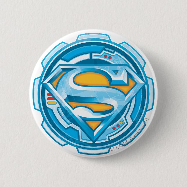 Superman S-Shield | Gear Logo 2 Inch Round Button (Front)