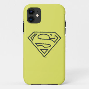 Superman S-Shield   Grunge Black Outline Logo iPhone 11 Case