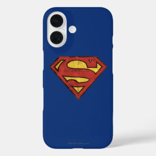 Superman S-Shield   Grunge Black Outline Logo iPhone 16 Case