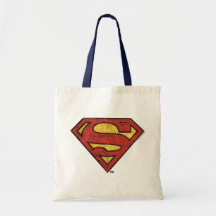 Superman S-Shield Grunge Black Outline Logo Tote Bag