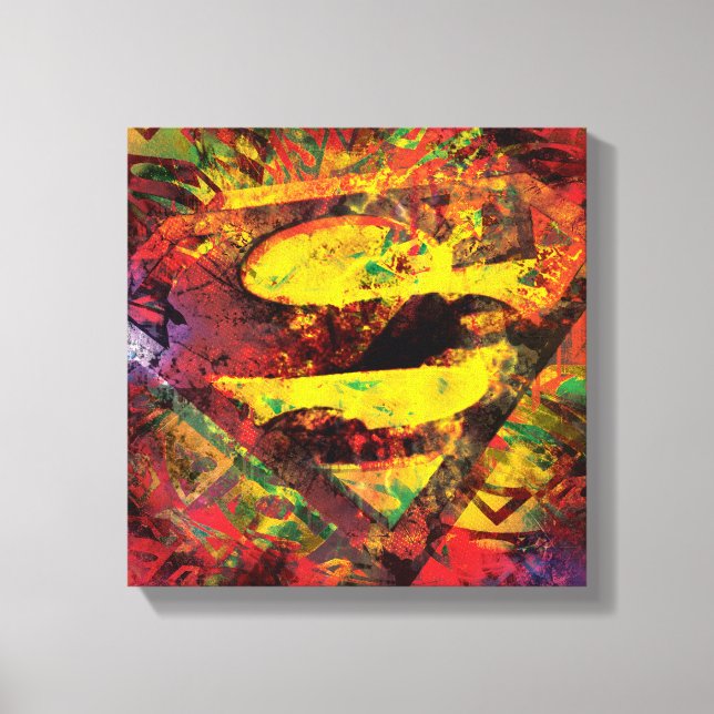 Superman S-Shield | Grunge Logo Canvas Print (Front)