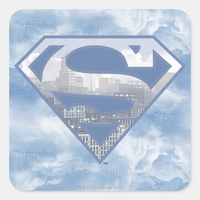 Superman S-Shield | Light Blue City Logo Square Sticker (Front)