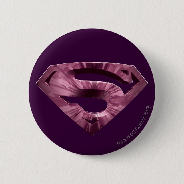 Superman S-Shield | Pink Star Burst Logo 2 Inch Round Button (Front)