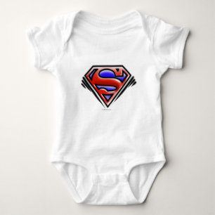 Superman S-Shield   Red Airbrush Logo Baby Bodysuit