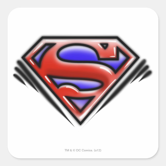 Superman S-Shield | Red Airbrush Logo Square Sticker (Front)