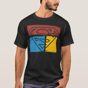 Superman S-Shield   Red Blue Yellow Block Logo T-Shirt
