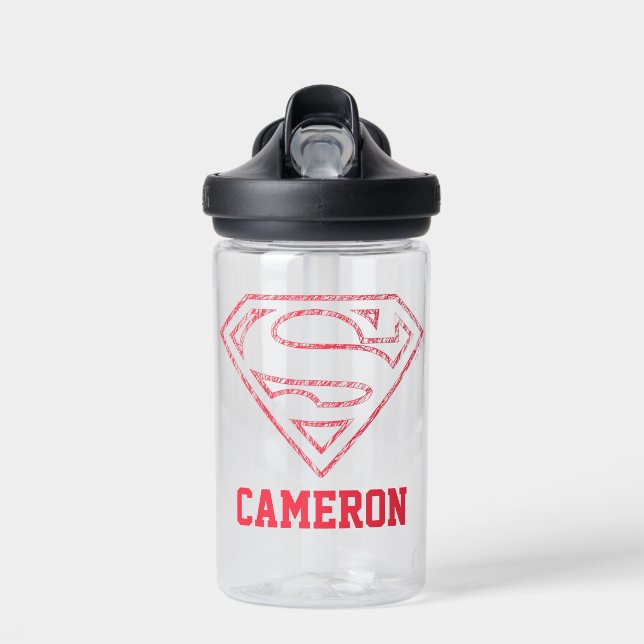 Superman S-Shield | Red Ou Krypto  | Add Your Name Water Bottle (Front)
