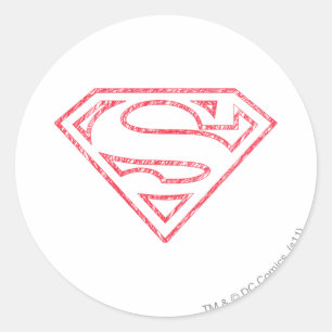 Superman S-Shield   Red Outline Logo Classic Round Sticker