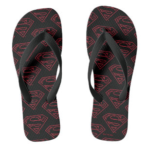 Superman S-Shield Red Outline Logo Flip Flops