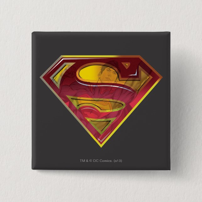 Superman S-Shield | Reflection Logo 2 Inch Square Button (Front)