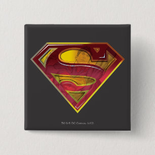 Superman S-Shield Reflection Logo 2 Inch Square Button