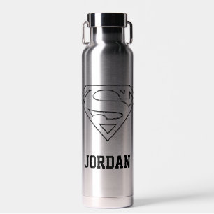 Superman S-Shield Simple Black Add Your Name Water Bottle
