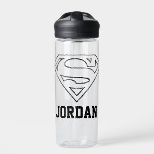 Superman S-Shield Simple Black Add Your Name Water Bottle