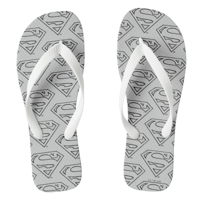 Superman S-Shield | Simple Black Outline Logo Flip Flops (Footbed)