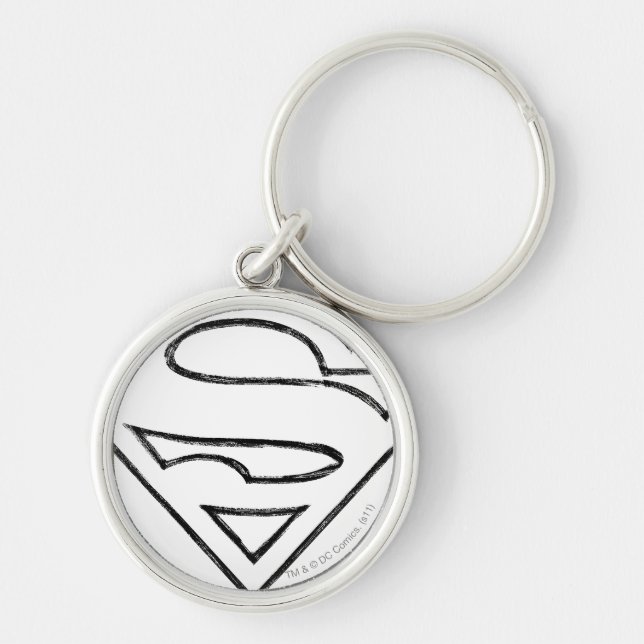 Superman S-Shield | Simple Black Outline Logo Keychain (Front)