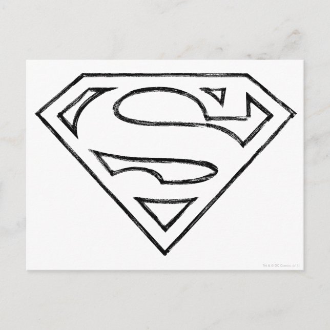 Superman S-Shield | Simple Black Outline Logo Postcard (Front)