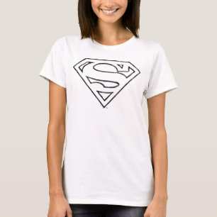 Superman S-Shield   Simple Black Outline Logo T-Shirt