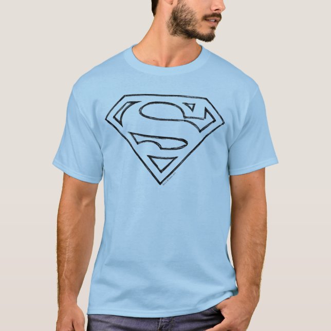 Superman S-Shield | Simple Black Outline Logo T-Shirt (Front)