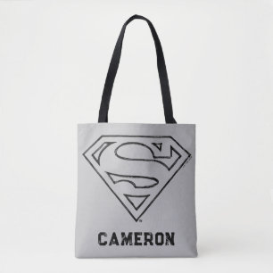 Superman S-Shield Simple Black Outline Logo Tote Bag