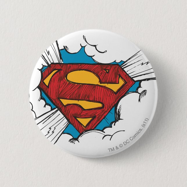 Superman S-Shield | Within Clouds Logo 2 Inch Round Button (Front)