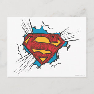Superman S-Shield   Within Clouds Logo Postcard