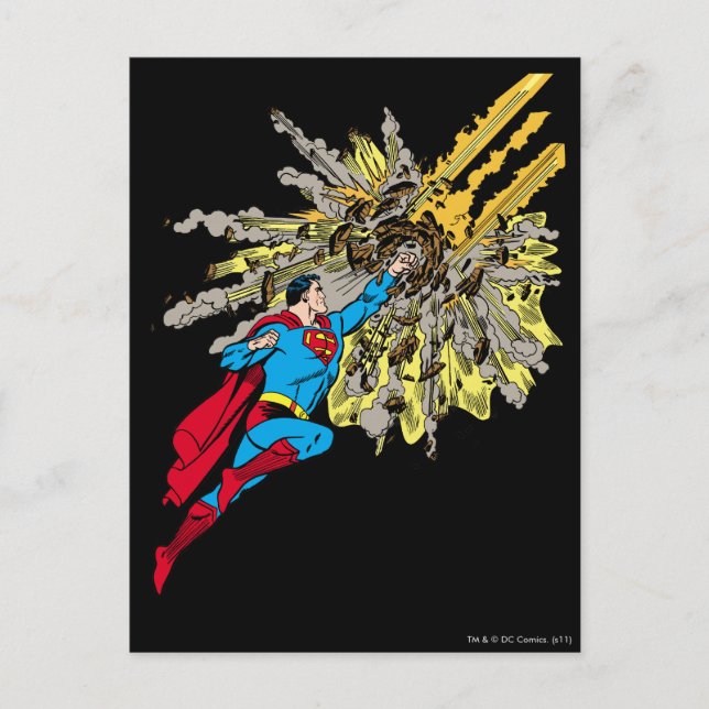 Superman Stops a meteor Postcard (Front)