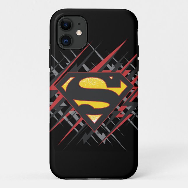 Superman Stylized | Black and Red Strikes Logo Case-Mate iPhone Case (Back)