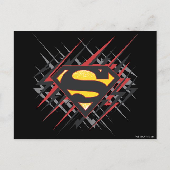 Superman Stylized | Black and Red Strikes Logo Postcard (Front)